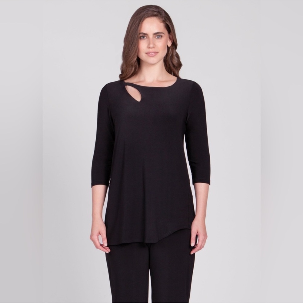 Sympli Canada‎ Deep Purple Fortune Cut Out Blouse Size 8 Elegant Dressy Church